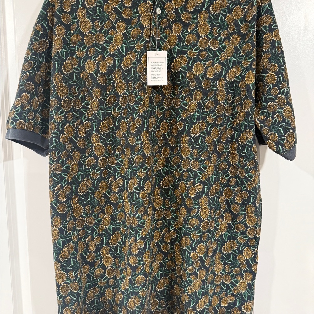 Britches Brand Sunflower Floral Patterned Men's Shirt - Black and Yellow